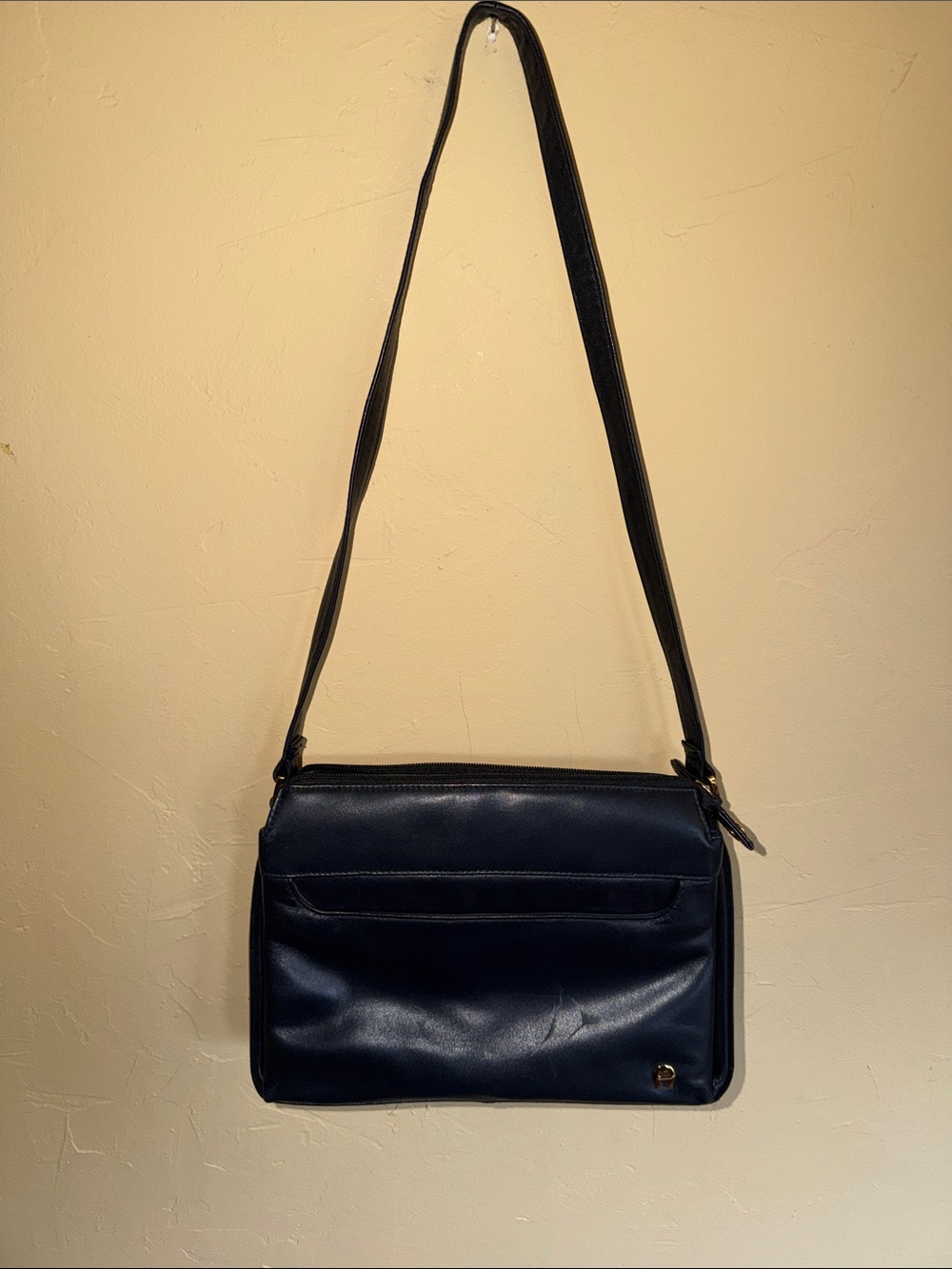 Etienne Aigner Navy Leather Shoulder Bag